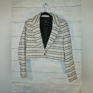 EUC Bagatelle White And Black Tweed Cropped Blazer Size M See Measurements